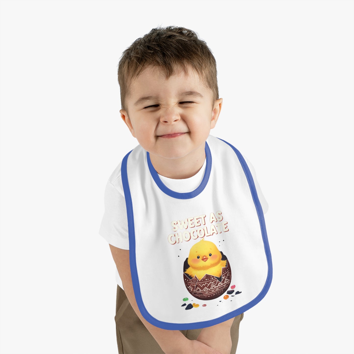 Sweet As Chocolate Baby Bib - Cute Contrast Trim Bib for Mess-Free Feeding