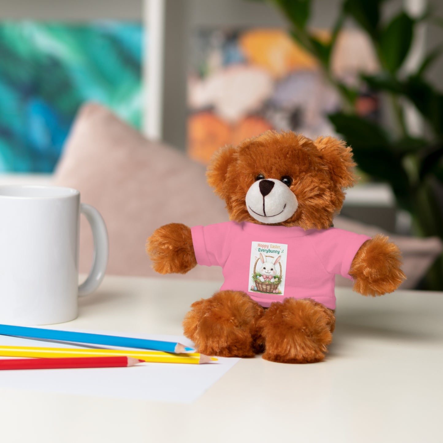 "Hoppy Easter" Easter Stuffed Animal Tee Bear - Perfect Gift for Kids