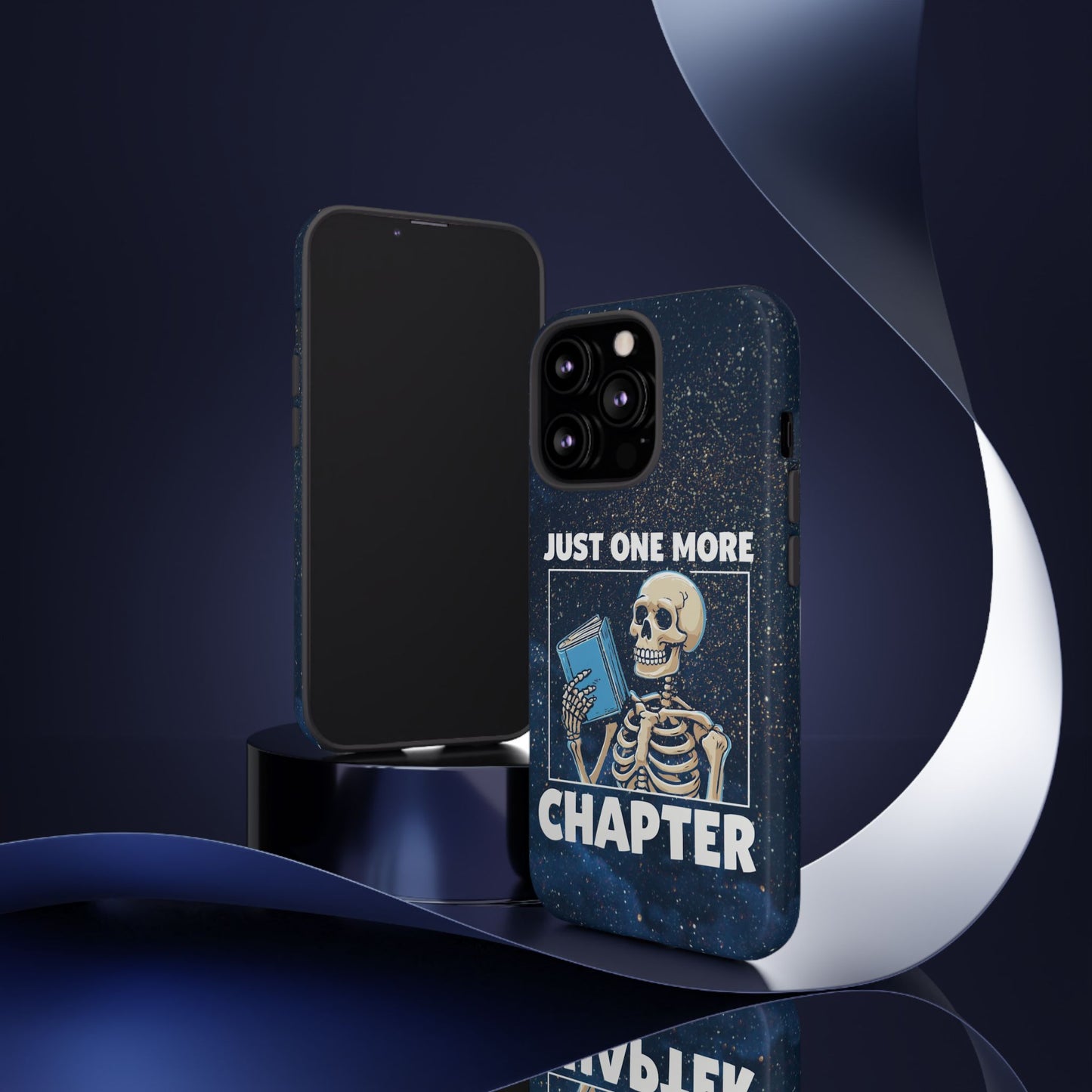 "Just One More Chapter" Skeleton Book Lover Phone Case - Perfect for Bookworms, Readers, Halloween, Gift for Her, Just One More Chapter