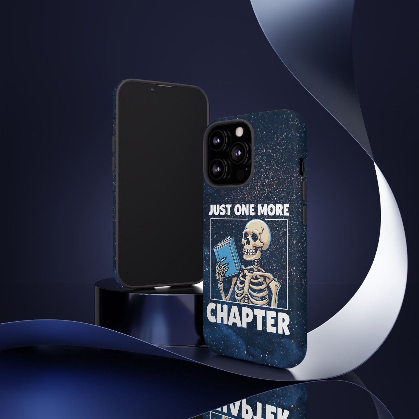 "Just One More Chapter" Skeleton Book Lover Phone Case - Perfect for Bookworms, Readers, Halloween, Gift for Her, Just One More Chapter