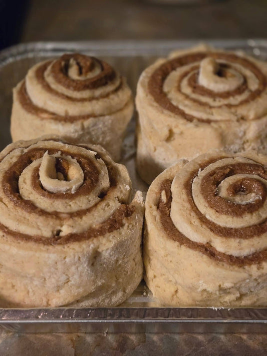 World-Renowned Jumbo Celiac-Safe Cinnamon Rolls 4 Ct| Organic, European Butter Sweet Rolls | Lilacs & Lemons Farmhouse Bakery