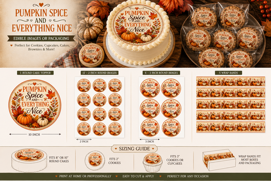 Pumpkin Spice Edible Image Printables | Cake, 2 Inch & 3 Inch Rounds