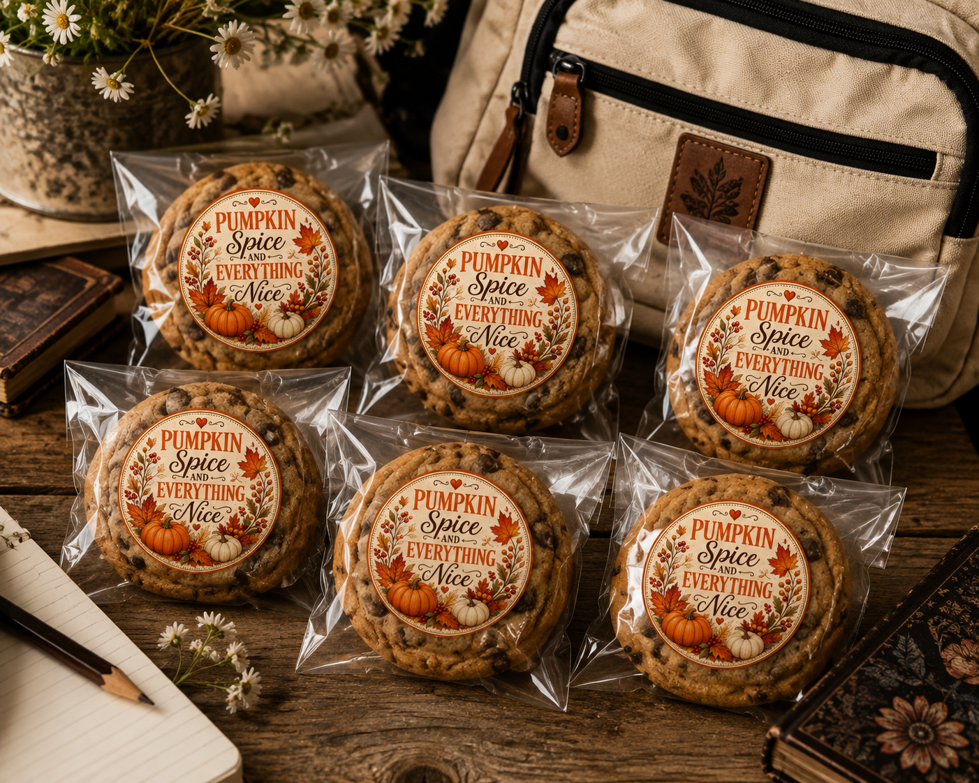 Pumpkin Spice Packaging Labels | Printed Fall Bakery Stickers | Pumpkin Cookie Packaging Labels | Autumn Treat Labels | Ready Made